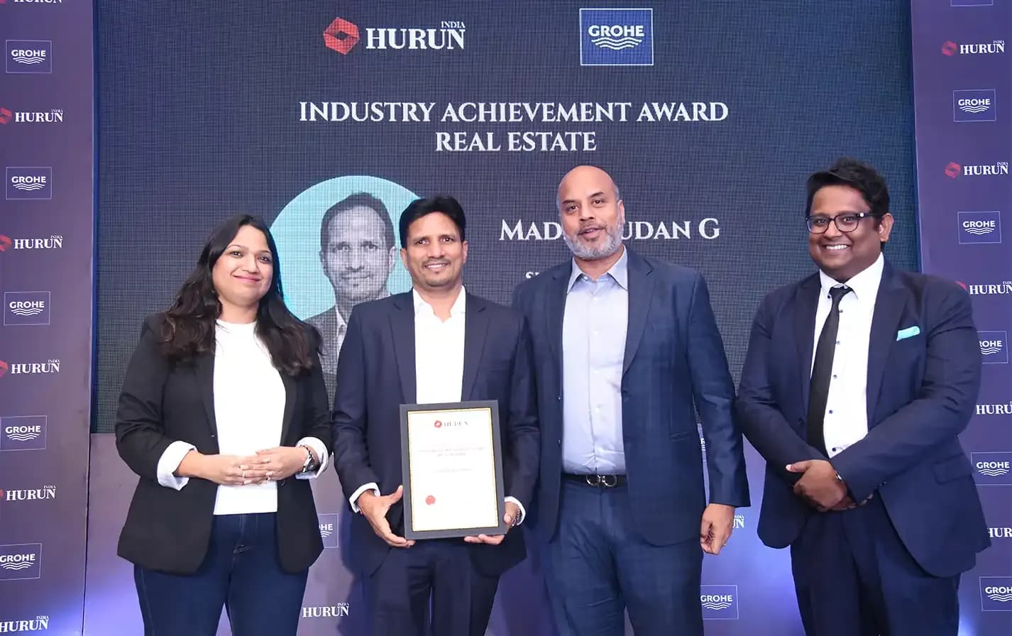 Sumadhura received the 'Hurun India Industry Achievement Award Real Estate'
