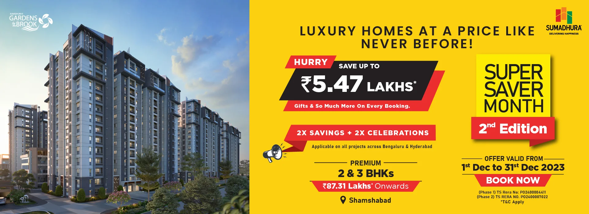 Sumadhura's Super Saver Deals on 2,3 Bhk Apartments in Hyderabad