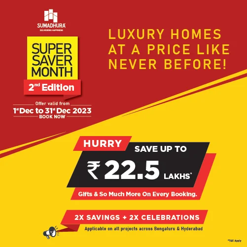 Sumadhura's Super Saver Deals on 2,3,4 Bhk Apartments in Bangalore